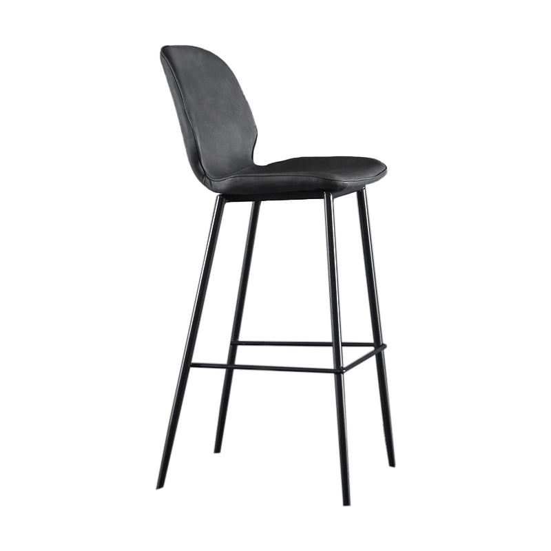 Scandinavian Matte Finish Leather Bar Stool Low Back Home Stool Dark Gray 1 Piece Clearhalo 'Bar Furniture' 'Bar Stools' 'bar_stools' 'Furniture' 'furniture_bar_stools' 'Kitchen & Dining Furniture' 4875519