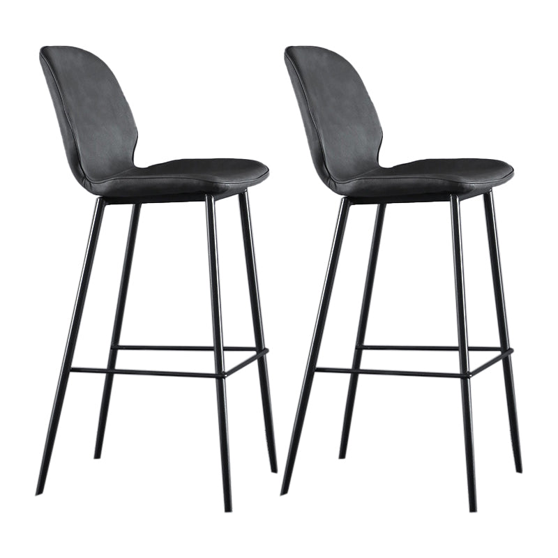 Scandinavian Matte Finish Leather Bar Stool Low Back Home Stool Dark Gray Set of 2 Clearhalo 'Bar Furniture' 'Bar Stools' 'bar_stools' 'Furniture' 'furniture_bar_stools' 'Kitchen & Dining Furniture' 4875520
