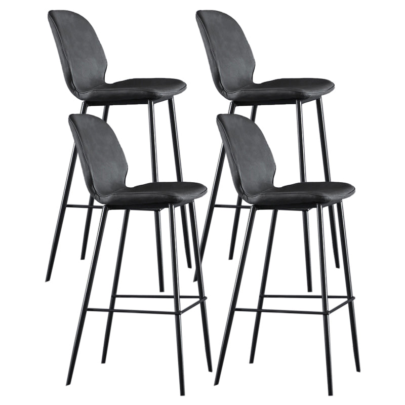 Scandinavian Matte Finish Leather Bar Stool Low Back Home Stool Dark Gray Set of 4 Clearhalo 'Bar Furniture' 'Bar Stools' 'bar_stools' 'Furniture' 'furniture_bar_stools' 'Kitchen & Dining Furniture' 4875521