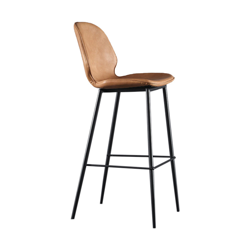 Scandinavian Matte Finish Leather Bar Stool Low Back Home Stool Orange 1 Piece Clearhalo 'Bar Furniture' 'Bar Stools' 'bar_stools' 'Furniture' 'furniture_bar_stools' 'Kitchen & Dining Furniture' 4875522