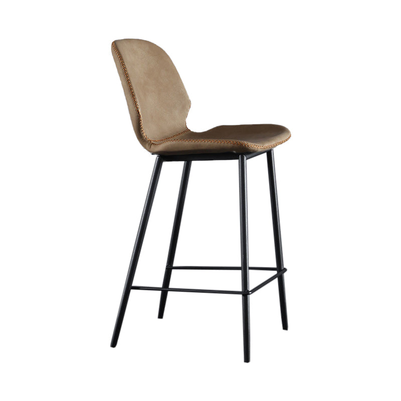 Scandinavian Matte Finish Leather Bar Stool Low Back Home Stool Brown 1 Piece Clearhalo 'Bar Furniture' 'Bar Stools' 'bar_stools' 'Furniture' 'furniture_bar_stools' 'Kitchen & Dining Furniture' 4875525