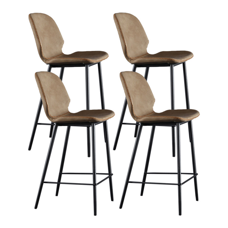 Scandinavian Matte Finish Leather Bar Stool Low Back Home Stool Brown Set of 4 Clearhalo 'Bar Furniture' 'Bar Stools' 'bar_stools' 'Furniture' 'furniture_bar_stools' 'Kitchen & Dining Furniture' 4875527