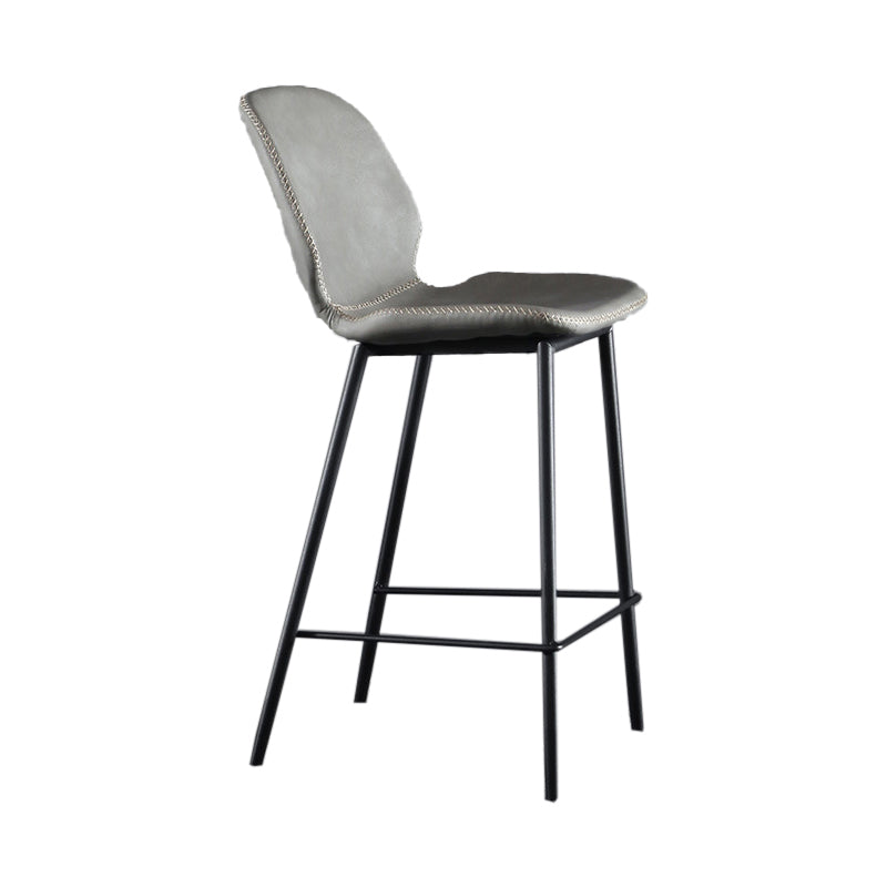 Scandinavian Matte Finish Leather Bar Stool Low Back Home Stool Light Gray 1 Piece Clearhalo 'Bar Furniture' 'Bar Stools' 'bar_stools' 'Furniture' 'furniture_bar_stools' 'Kitchen & Dining Furniture' 4875528