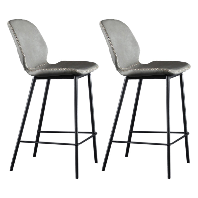 Scandinavian Matte Finish Leather Bar Stool Low Back Home Stool Light Gray Set of 2 Clearhalo 'Bar Furniture' 'Bar Stools' 'bar_stools' 'Furniture' 'furniture_bar_stools' 'Kitchen & Dining Furniture' 4875529