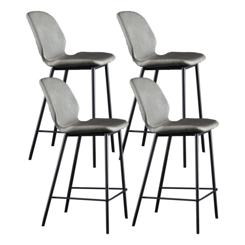 Scandinavian Matte Finish Leather Bar Stool Low Back Home Stool Light Gray Set of 4 Clearhalo 'Bar Furniture' 'Bar Stools' 'bar_stools' 'Furniture' 'furniture_bar_stools' 'Kitchen & Dining Furniture' 4875530