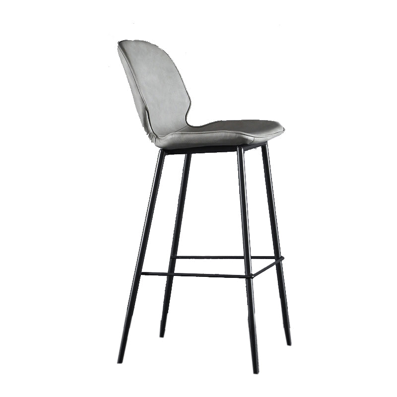 Scandinavian Matte Finish Leather Bar Stool Low Back Home Stool Silver Gray 1 Piece Clearhalo 'Bar Furniture' 'Bar Stools' 'bar_stools' 'Furniture' 'furniture_bar_stools' 'Kitchen & Dining Furniture' 4875531