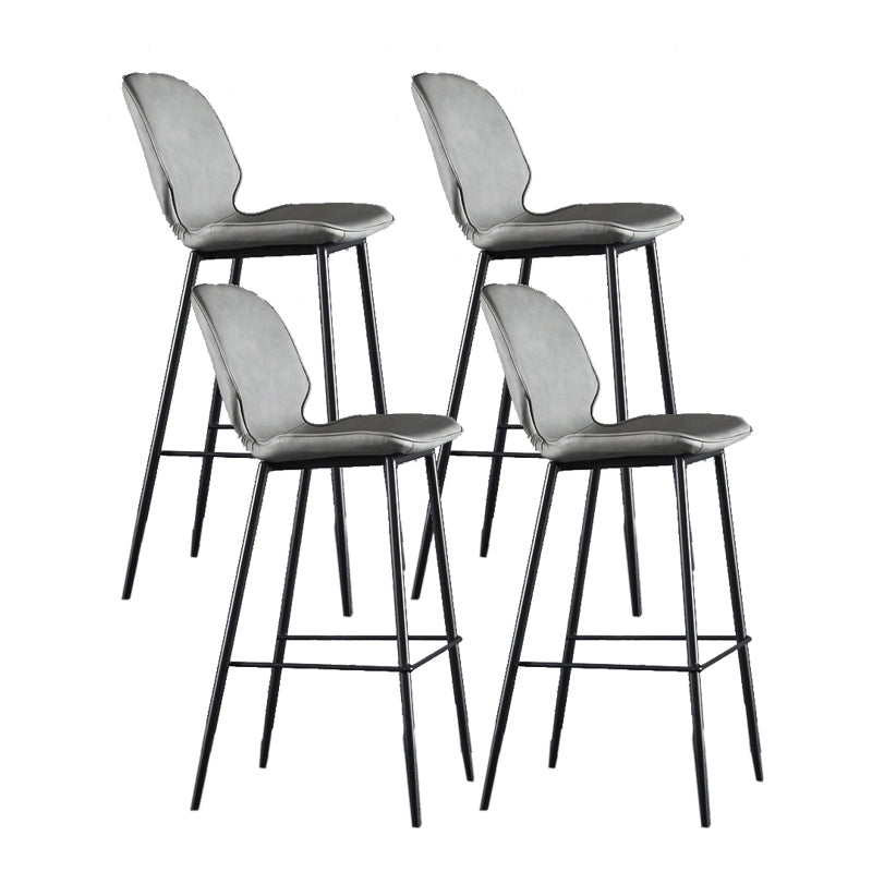 Scandinavian Matte Finish Leather Bar Stool Low Back Home Stool Silver Gray Set of 4 Clearhalo 'Bar Furniture' 'Bar Stools' 'bar_stools' 'Furniture' 'furniture_bar_stools' 'Kitchen & Dining Furniture' 4875533