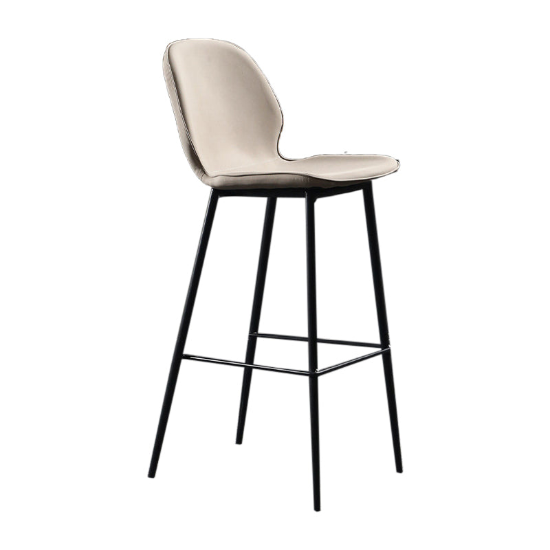 Scandinavian Matte Finish Leather Bar Stool Low Back Home Stool Grey 1 Piece Clearhalo 'Bar Furniture' 'Bar Stools' 'bar_stools' 'Furniture' 'furniture_bar_stools' 'Kitchen & Dining Furniture' 4875534