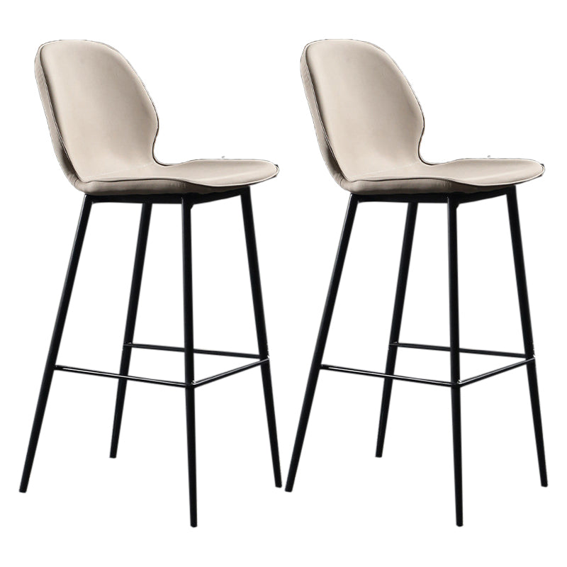 Scandinavian Matte Finish Leather Bar Stool Low Back Home Stool Grey Set of 2 Clearhalo 'Bar Furniture' 'Bar Stools' 'bar_stools' 'Furniture' 'furniture_bar_stools' 'Kitchen & Dining Furniture' 4875535
