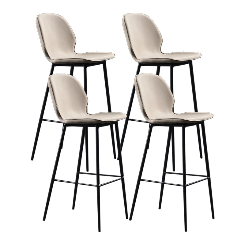 Scandinavian Matte Finish Leather Bar Stool Low Back Home Stool Grey Set of 4 Clearhalo 'Bar Furniture' 'Bar Stools' 'bar_stools' 'Furniture' 'furniture_bar_stools' 'Kitchen & Dining Furniture' 4875536