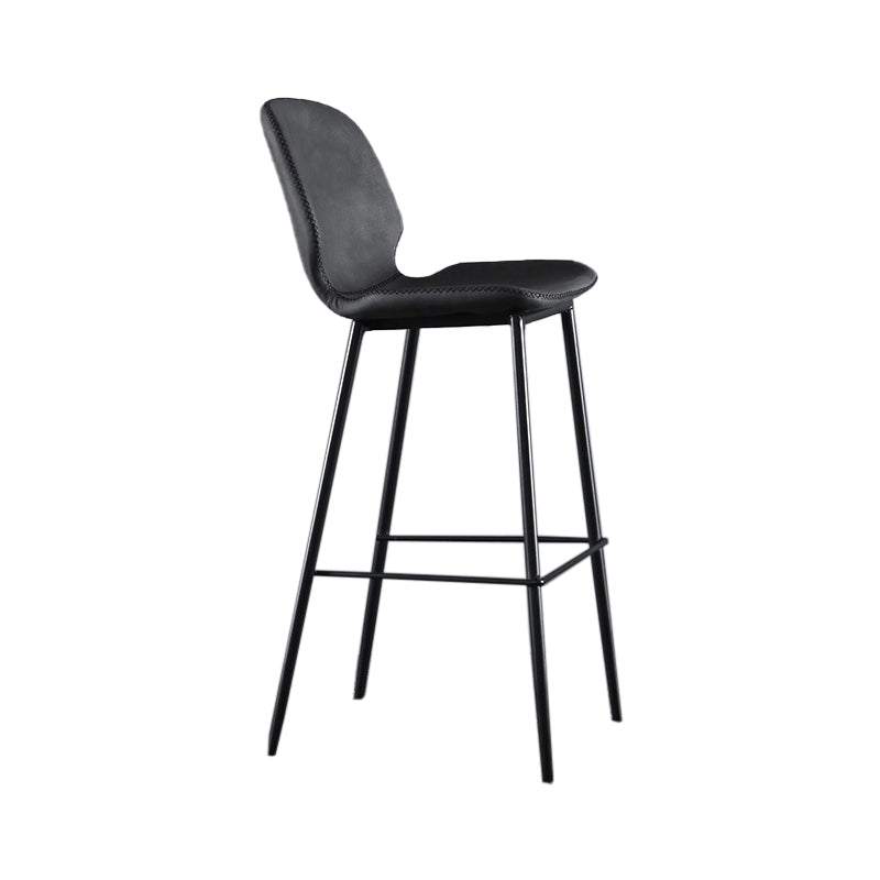 Scandinavian Matte Finish Leather Bar Stool Low Back Home Stool Smoke Gray 1 Piece Clearhalo 'Bar Furniture' 'Bar Stools' 'bar_stools' 'Furniture' 'furniture_bar_stools' 'Kitchen & Dining Furniture' 4875537