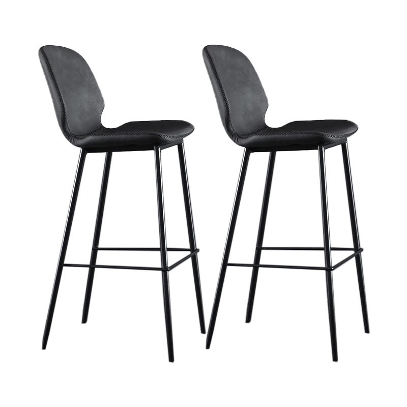 Scandinavian Matte Finish Leather Bar Stool Low Back Home Stool Smoke Gray Set of 2 Clearhalo 'Bar Furniture' 'Bar Stools' 'bar_stools' 'Furniture' 'furniture_bar_stools' 'Kitchen & Dining Furniture' 4875538