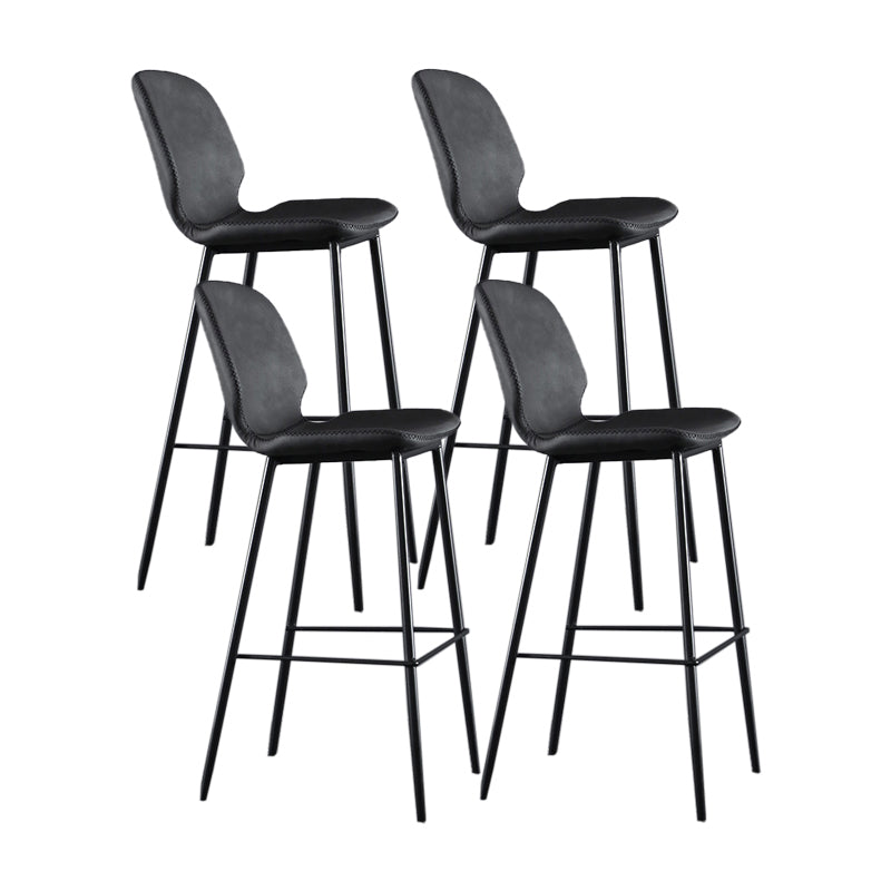 Scandinavian Matte Finish Leather Bar Stool Low Back Home Stool Smoke Gray Set of 4 Clearhalo 'Bar Furniture' 'Bar Stools' 'bar_stools' 'Furniture' 'furniture_bar_stools' 'Kitchen & Dining Furniture' 4875539