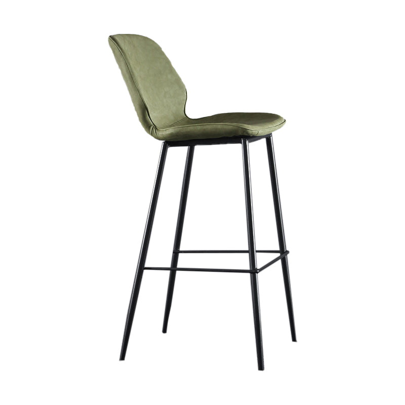 Scandinavian Matte Finish Leather Bar Stool Low Back Home Stool Army Green 1 Piece Clearhalo 'Bar Furniture' 'Bar Stools' 'bar_stools' 'Furniture' 'furniture_bar_stools' 'Kitchen & Dining Furniture' 4875540