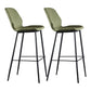 Scandinavian Matte Finish Leather Bar Stool Low Back Home Stool Army Green Set of 2 Clearhalo 'Bar Furniture' 'Bar Stools' 'bar_stools' 'Furniture' 'furniture_bar_stools' 'Kitchen & Dining Furniture' 4875541