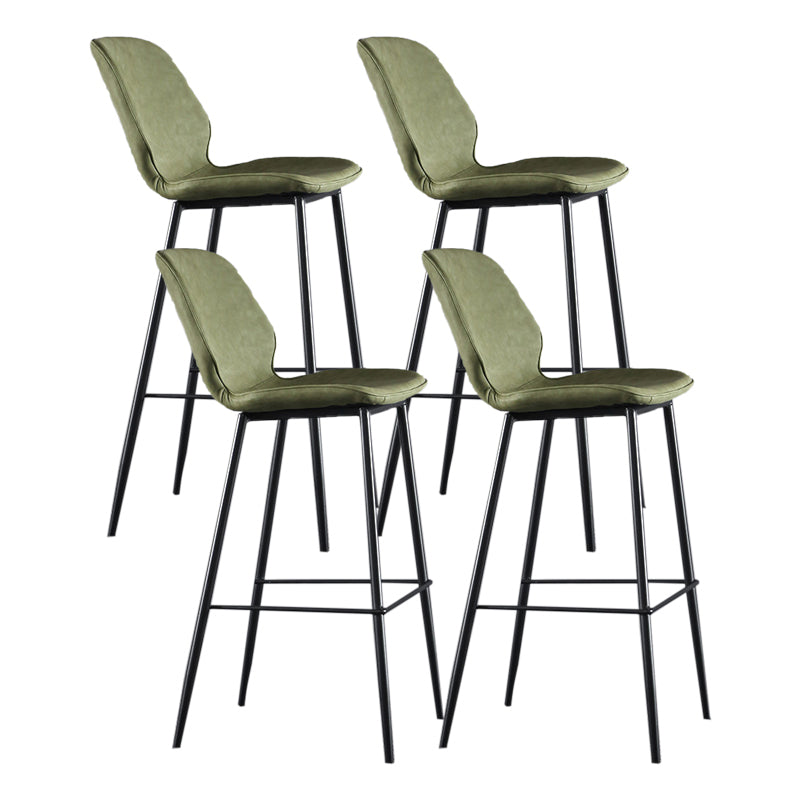 Scandinavian Matte Finish Leather Bar Stool Low Back Home Stool Army Green Set of 4 Clearhalo 'Bar Furniture' 'Bar Stools' 'bar_stools' 'Furniture' 'furniture_bar_stools' 'Kitchen & Dining Furniture' 4875542