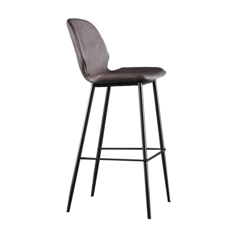Scandinavian Matte Finish Leather Bar Stool Low Back Home Stool Coffee 1 Piece Clearhalo 'Bar Furniture' 'Bar Stools' 'bar_stools' 'Furniture' 'furniture_bar_stools' 'Kitchen & Dining Furniture' 4875543