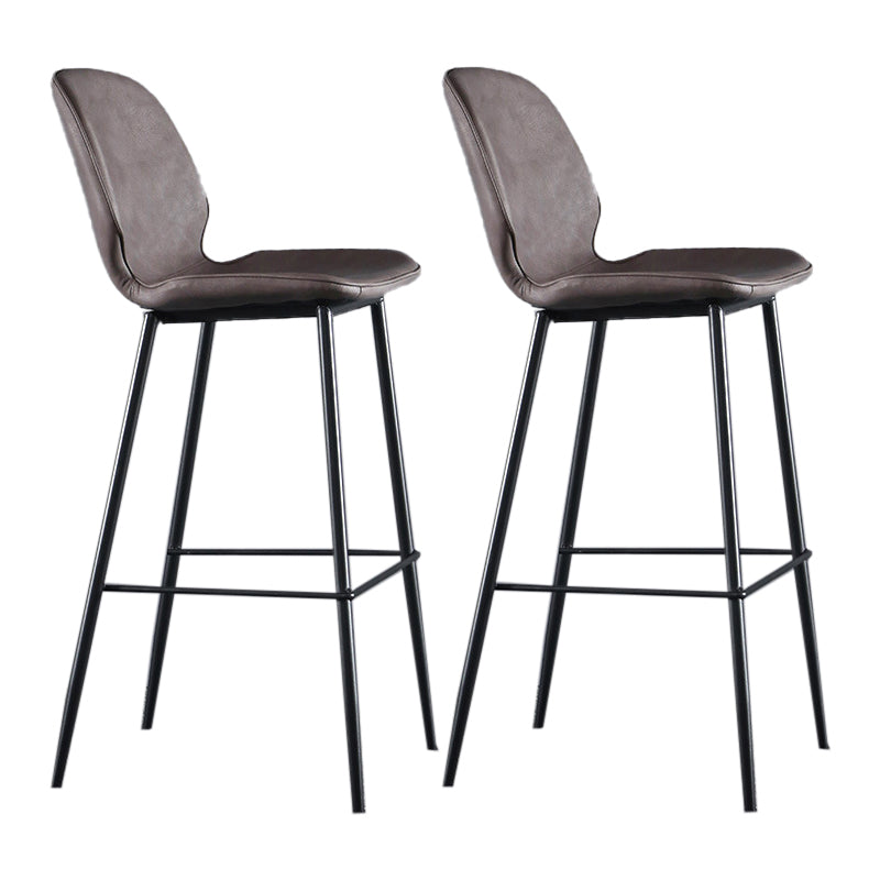 Scandinavian Matte Finish Leather Bar Stool Low Back Home Stool Coffee Set of 2 Clearhalo 'Bar Furniture' 'Bar Stools' 'bar_stools' 'Furniture' 'furniture_bar_stools' 'Kitchen & Dining Furniture' 4875544