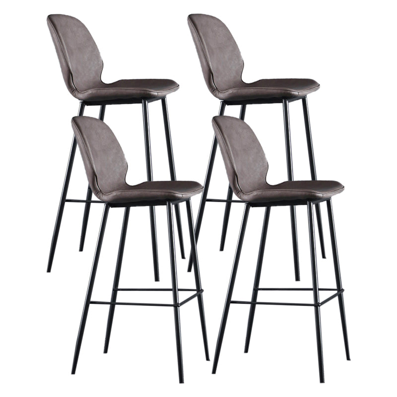 Scandinavian Matte Finish Leather Bar Stool Low Back Home Stool Coffee Set of 4 Clearhalo 'Bar Furniture' 'Bar Stools' 'bar_stools' 'Furniture' 'furniture_bar_stools' 'Kitchen & Dining Furniture' 4875545