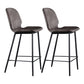 Scandinavian Matte Finish Leather Bar Stool Low Back Home Stool Dark Brown Set of 2 Clearhalo 'Bar Furniture' 'Bar Stools' 'bar_stools' 'Furniture' 'furniture_bar_stools' 'Kitchen & Dining Furniture' 4875547