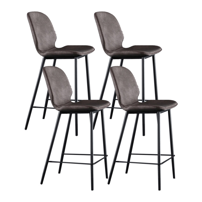 Scandinavian Matte Finish Leather Bar Stool Low Back Home Stool Dark Brown Set of 4 Clearhalo 'Bar Furniture' 'Bar Stools' 'bar_stools' 'Furniture' 'furniture_bar_stools' 'Kitchen & Dining Furniture' 4875548