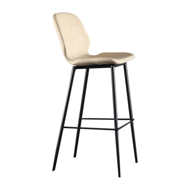 Scandinavian Matte Finish Leather Bar Stool Low Back Home Stool Off-White 1 Piece Clearhalo 'Bar Furniture' 'Bar Stools' 'bar_stools' 'Furniture' 'furniture_bar_stools' 'Kitchen & Dining Furniture' 4875552