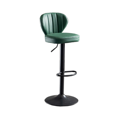 Modern Adjustable Height Swivel Barstool Restaurant Leather Stool Blackish Green 1 Piece Clearhalo 'Bar Furniture' 'Bar Stools' 'bar_stools' 'furn' 'furn_bar_stools' 'Furniture' 'furniture_bar_stools' 'Kitchen & Dining Furniture' 4875558