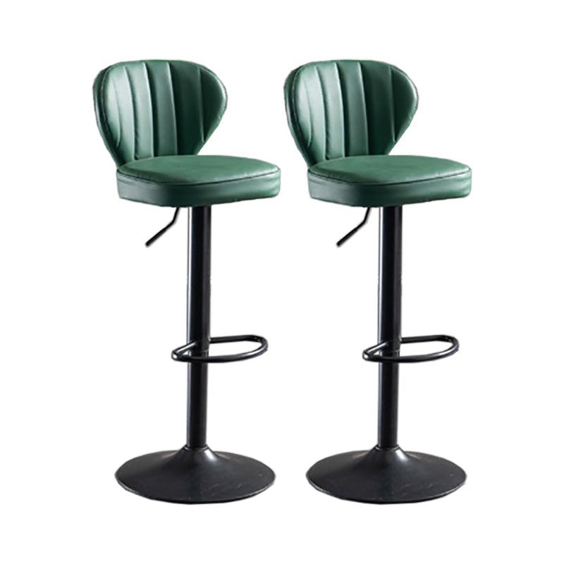 Modern Adjustable Height Swivel Barstool Restaurant Leather Stool Blackish Green 2 Piece Set Clearhalo 'Bar Furniture' 'Bar Stools' 'bar_stools' 'furn' 'furn_bar_stools' 'Furniture' 'furniture_bar_stools' 'Kitchen & Dining Furniture' 4875559