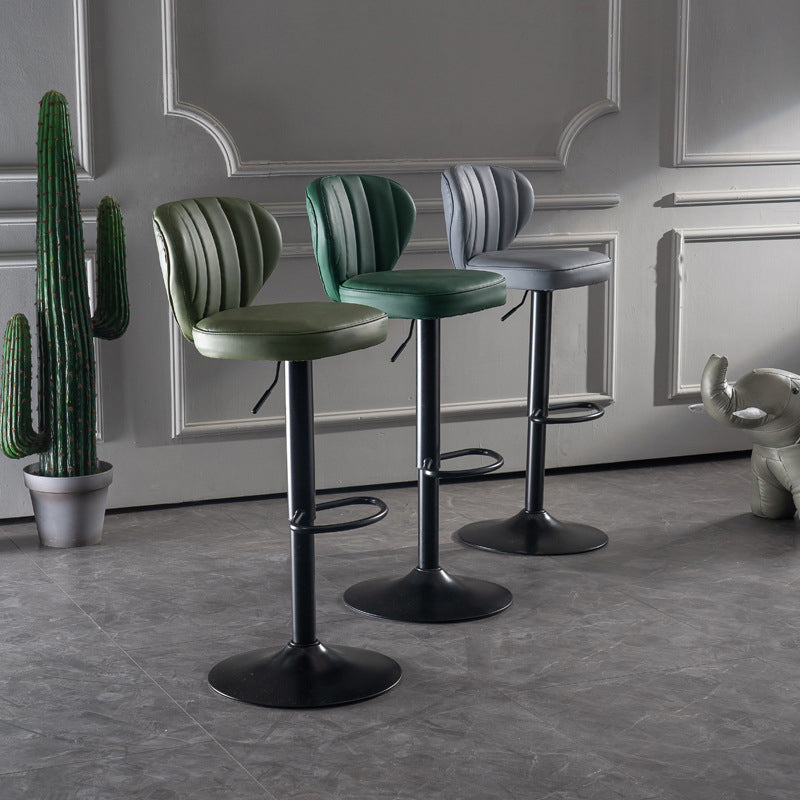 Modern Adjustable Height Swivel Barstool Restaurant Leather Stool Clearhalo 'Bar Furniture' 'Bar Stools' 'bar_stools' 'furn' 'furn_bar_stools' 'Furniture' 'furniture_bar_stools' 'Kitchen & Dining Furniture' 4875560