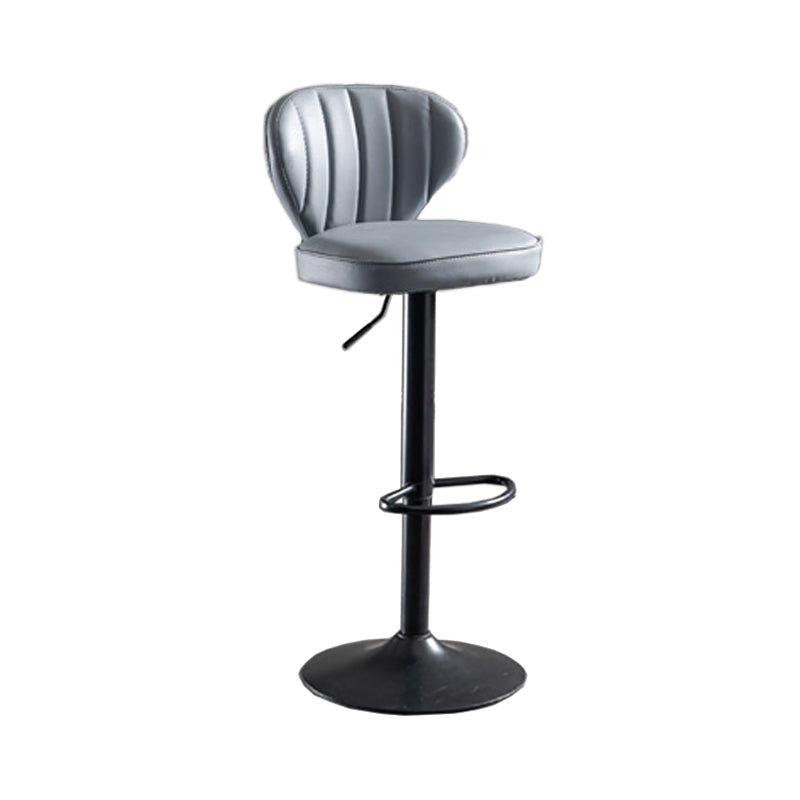 Modern Adjustable Height Swivel Barstool Restaurant Leather Stool Smoke Gray 1 Piece Clearhalo 'Bar Furniture' 'Bar Stools' 'bar_stools' 'furn' 'furn_bar_stools' 'Furniture' 'furniture_bar_stools' 'Kitchen & Dining Furniture' 4875564