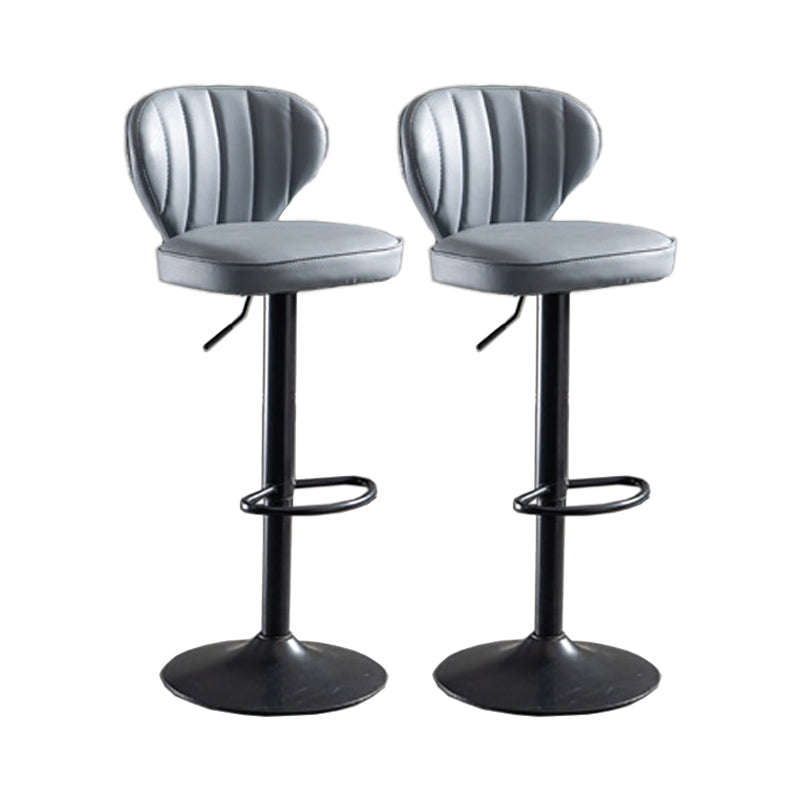 Modern Adjustable Height Swivel Barstool Restaurant Leather Stool Smoke Gray 2 Piece Set Clearhalo 'Bar Furniture' 'Bar Stools' 'bar_stools' 'furn' 'furn_bar_stools' 'Furniture' 'furniture_bar_stools' 'Kitchen & Dining Furniture' 4875566
