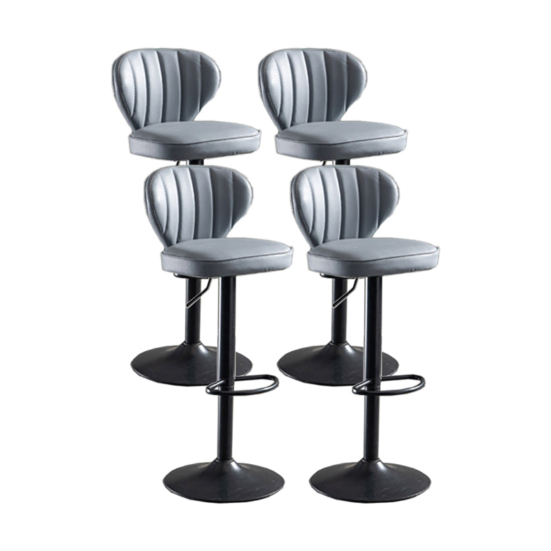 Modern Adjustable Height Swivel Barstool Restaurant Leather Stool Smoke Gray 4 Piece Set Clearhalo 'Bar Furniture' 'Bar Stools' 'bar_stools' 'furn' 'furn_bar_stools' 'Furniture' 'furniture_bar_stools' 'Kitchen & Dining Furniture' 4875568