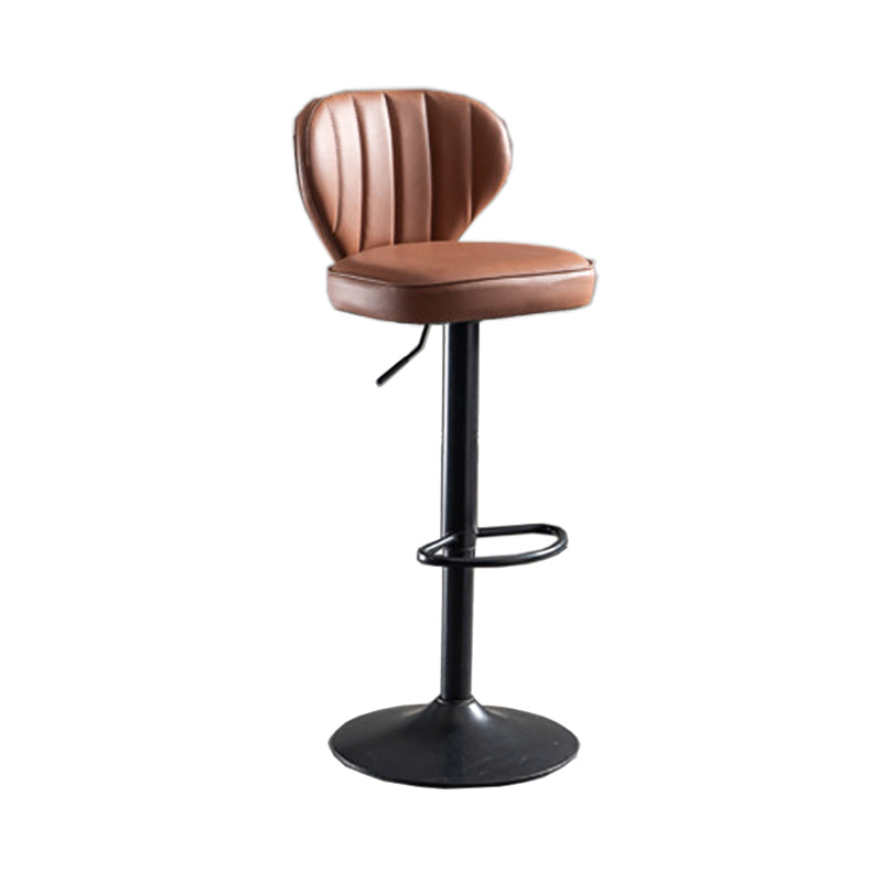 Modern Adjustable Height Swivel Barstool Restaurant Leather Stool Brown 1 Piece Clearhalo 'Bar Furniture' 'Bar Stools' 'bar_stools' 'furn' 'furn_bar_stools' 'Furniture' 'furniture_bar_stools' 'Kitchen & Dining Furniture' 4875569