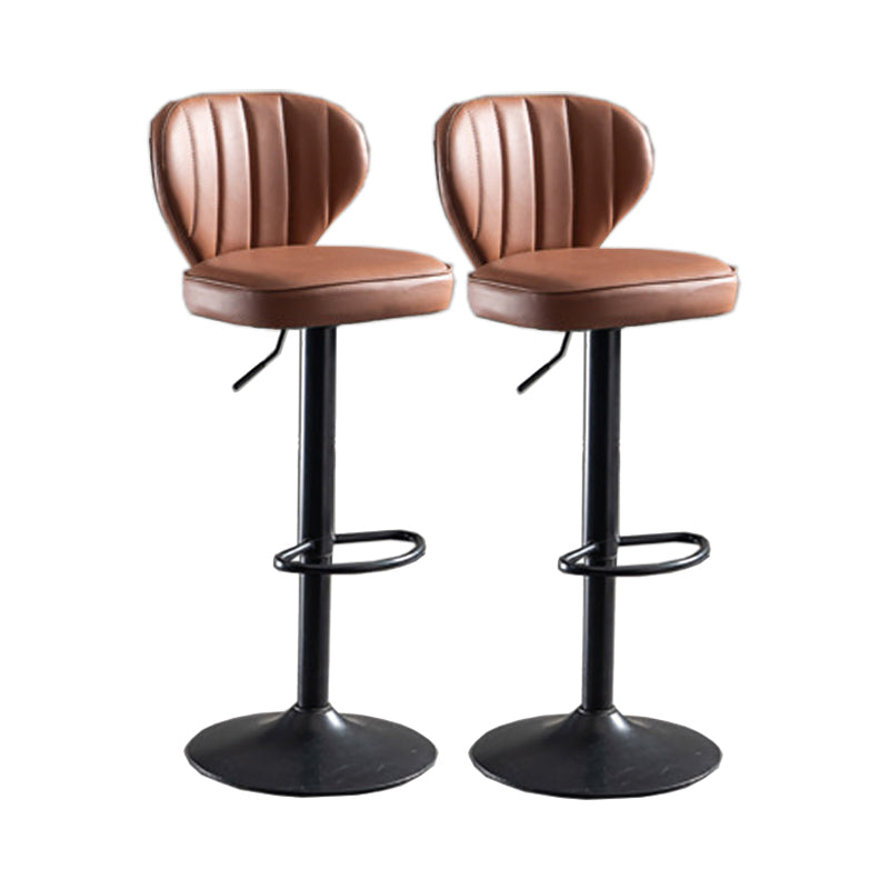 Modern Adjustable Height Swivel Barstool Restaurant Leather Stool Brown 2 Piece Set Clearhalo 'Bar Furniture' 'Bar Stools' 'bar_stools' 'furn' 'furn_bar_stools' 'Furniture' 'furniture_bar_stools' 'Kitchen & Dining Furniture' 4875571
