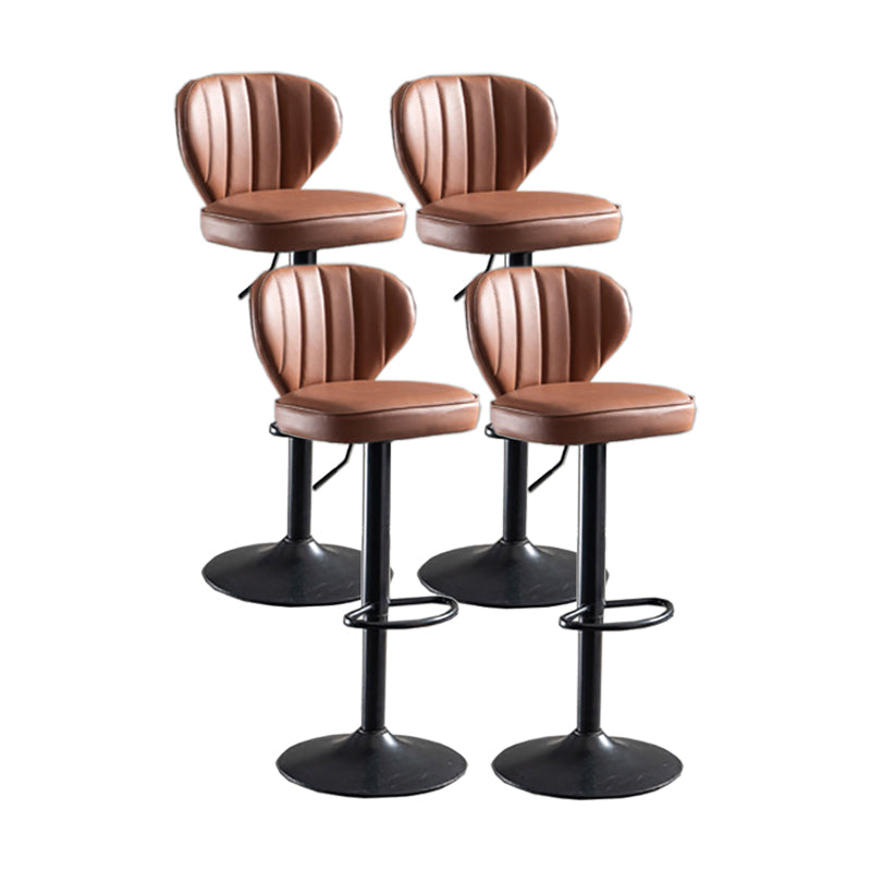 Modern Adjustable Height Swivel Barstool Restaurant Leather Stool Brown 4 Piece Set Clearhalo 'Bar Furniture' 'Bar Stools' 'bar_stools' 'furn' 'furn_bar_stools' 'Furniture' 'furniture_bar_stools' 'Kitchen & Dining Furniture' 4875573
