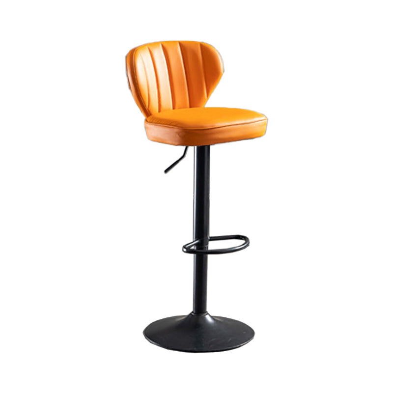 Modern Adjustable Height Swivel Barstool Restaurant Leather Stool Orange 1 Piece Clearhalo 'Bar Furniture' 'Bar Stools' 'bar_stools' 'furn' 'furn_bar_stools' 'Furniture' 'furniture_bar_stools' 'Kitchen & Dining Furniture' 4875574
