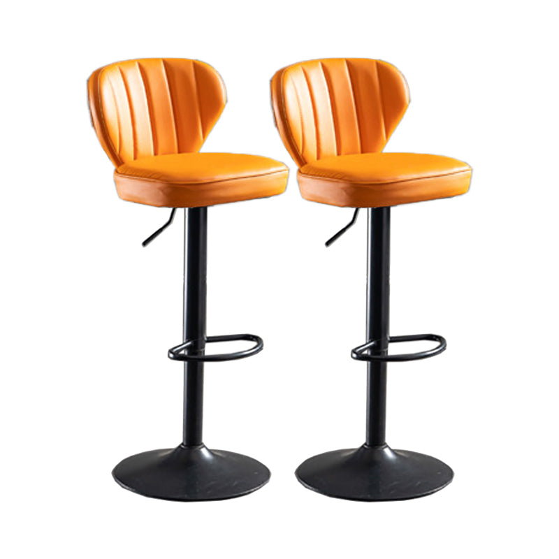 Modern Adjustable Height Swivel Barstool Restaurant Leather Stool Orange 2 Piece Set Clearhalo 'Bar Furniture' 'Bar Stools' 'bar_stools' 'furn' 'furn_bar_stools' 'Furniture' 'furniture_bar_stools' 'Kitchen & Dining Furniture' 4875575