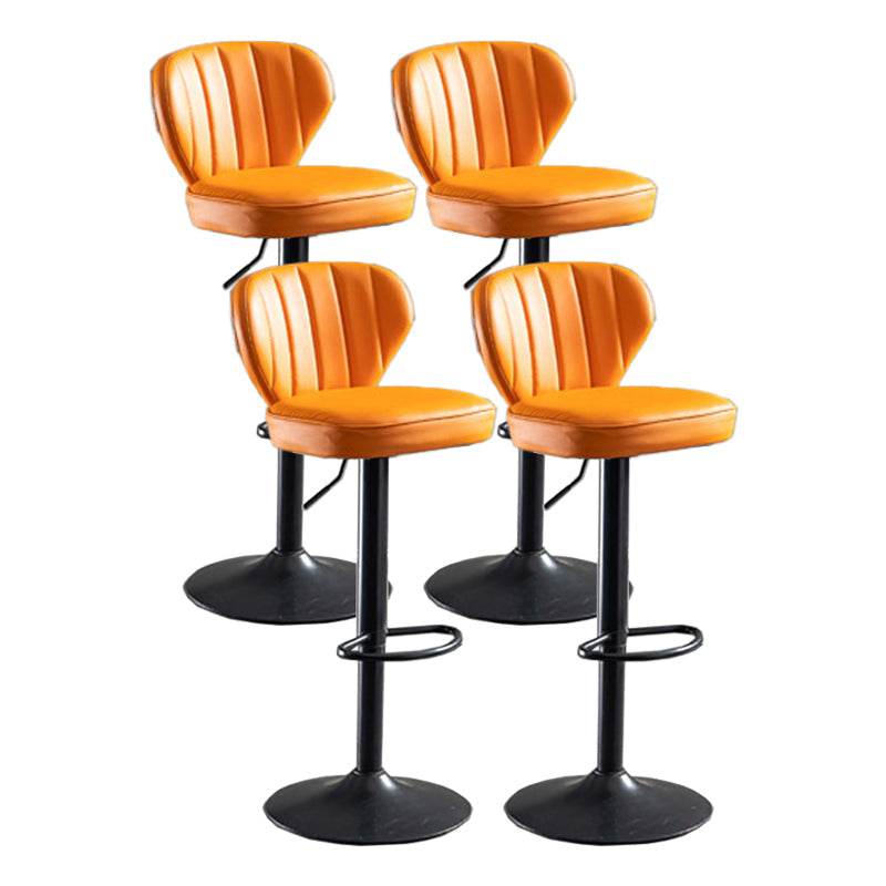 Modern Adjustable Height Swivel Barstool Restaurant Leather Stool Orange 4 Piece Set Clearhalo 'Bar Furniture' 'Bar Stools' 'bar_stools' 'furn' 'furn_bar_stools' 'Furniture' 'furniture_bar_stools' 'Kitchen & Dining Furniture' 4875576
