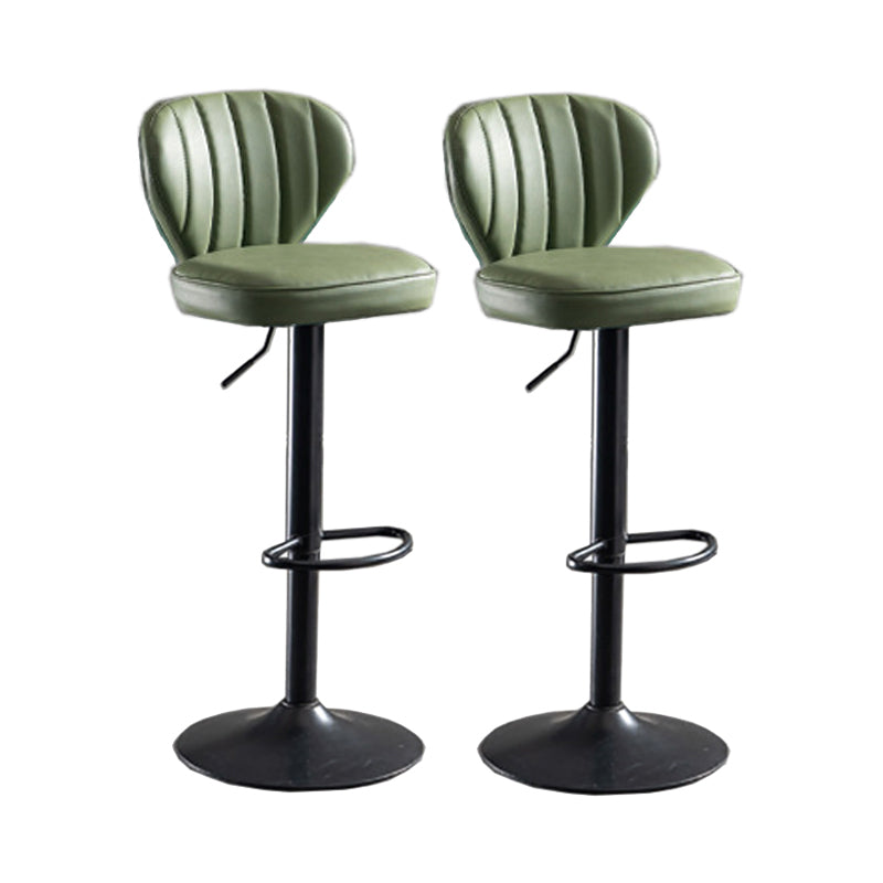 Modern Adjustable Height Swivel Barstool Restaurant Leather Stool Green 2 Piece Set Clearhalo 'Bar Furniture' 'Bar Stools' 'bar_stools' 'furn' 'furn_bar_stools' 'Furniture' 'furniture_bar_stools' 'Kitchen & Dining Furniture' 4875578
