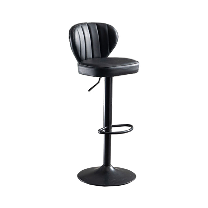Modern Adjustable Height Swivel Barstool Restaurant Leather Stool Black 1 Piece Clearhalo 'Bar Furniture' 'Bar Stools' 'bar_stools' 'furn' 'furn_bar_stools' 'Furniture' 'furniture_bar_stools' 'Kitchen & Dining Furniture' 4875580
