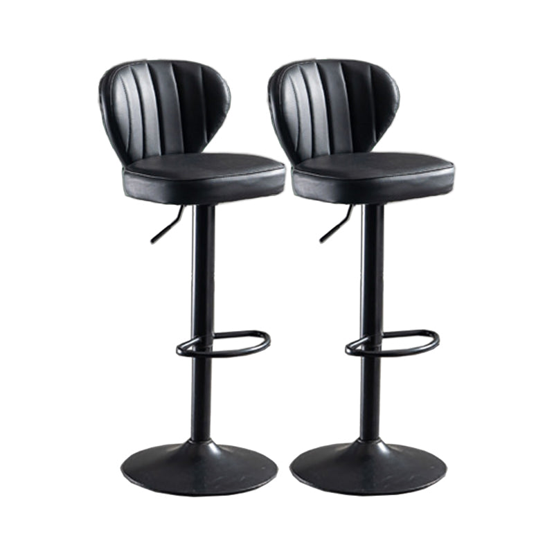 Modern Adjustable Height Swivel Barstool Restaurant Leather Stool Black 2 Piece Set Clearhalo 'Bar Furniture' 'Bar Stools' 'bar_stools' 'furn' 'furn_bar_stools' 'Furniture' 'furniture_bar_stools' 'Kitchen & Dining Furniture' 4875581