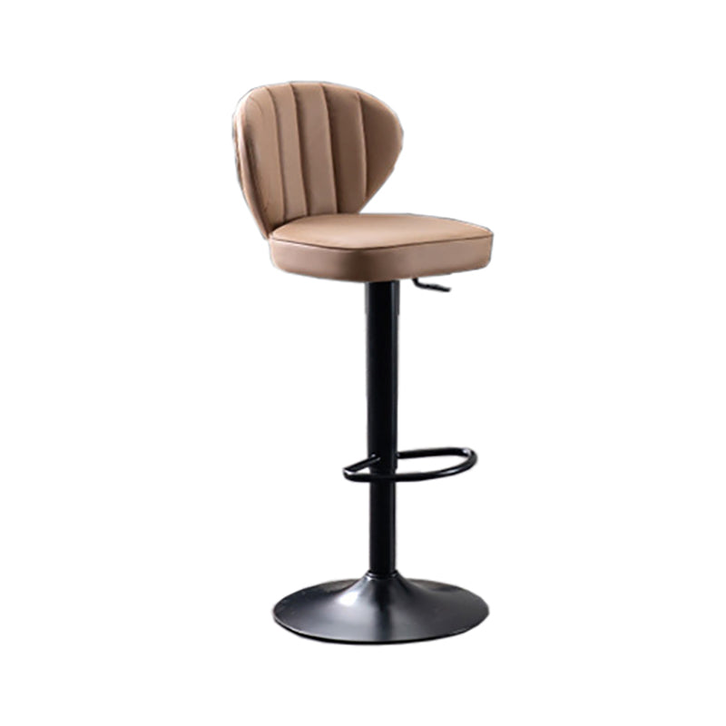 Modern Adjustable Height Swivel Barstool Restaurant Leather Stool Khaki 1 Piece Clearhalo 'Bar Furniture' 'Bar Stools' 'bar_stools' 'furn' 'furn_bar_stools' 'Furniture' 'furniture_bar_stools' 'Kitchen & Dining Furniture' 4875583
