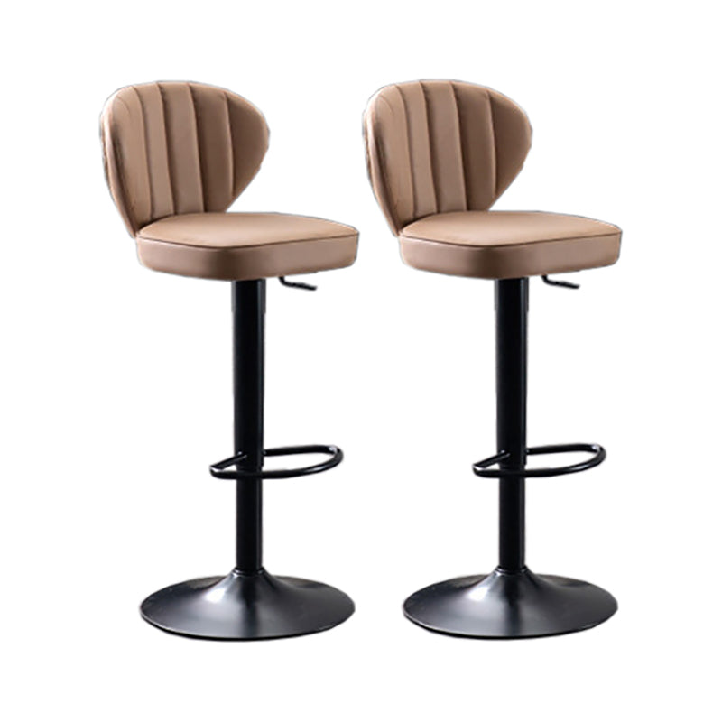 Modern Adjustable Height Swivel Barstool Restaurant Leather Stool Khaki 2 Piece Set Clearhalo 'Bar Furniture' 'Bar Stools' 'bar_stools' 'furn' 'furn_bar_stools' 'Furniture' 'furniture_bar_stools' 'Kitchen & Dining Furniture' 4875584