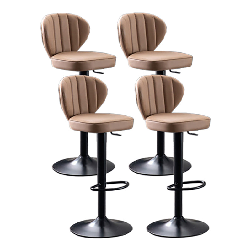 Modern Adjustable Height Swivel Barstool Restaurant Leather Stool Khaki 4 Piece Set Clearhalo 'Bar Furniture' 'Bar Stools' 'bar_stools' 'furn' 'furn_bar_stools' 'Furniture' 'furniture_bar_stools' 'Kitchen & Dining Furniture' 4875585