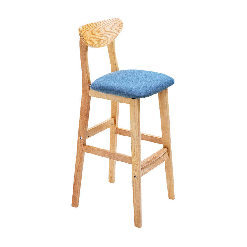 Scandinavian Milk Tea Shop Footrest Stool Matte Finish Solid Wood Bar Stool Blue 1 Piece Clearhalo 'Bar Furniture' 'Bar Stools' 'bar_stools' 'furn' 'furn_bar_stools' 'Furniture' 'furniture_bar_stools' 'Kitchen & Dining Furniture' 4875611
