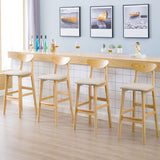 Scandinavian Milk Tea Shop Footrest Stool Matte Finish Solid Wood Bar Stool Clearhalo 'Bar Furniture' 'Bar Stools' 'bar_stools' 'furn' 'furn_bar_stools' 'Furniture' 'furniture_bar_stools' 'Kitchen & Dining Furniture' 4875615