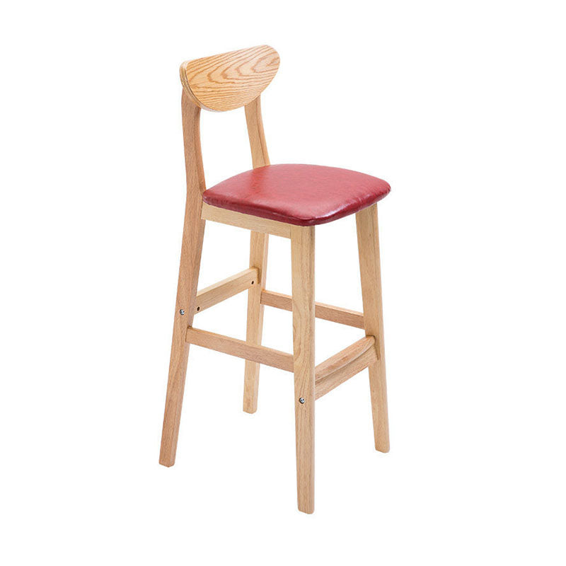 Scandinavian Milk Tea Shop Footrest Stool Matte Finish Solid Wood Bar Stool Red 1 Piece Clearhalo 'Bar Furniture' 'Bar Stools' 'bar_stools' 'furn' 'furn_bar_stools' 'Furniture' 'furniture_bar_stools' 'Kitchen & Dining Furniture' 4875617