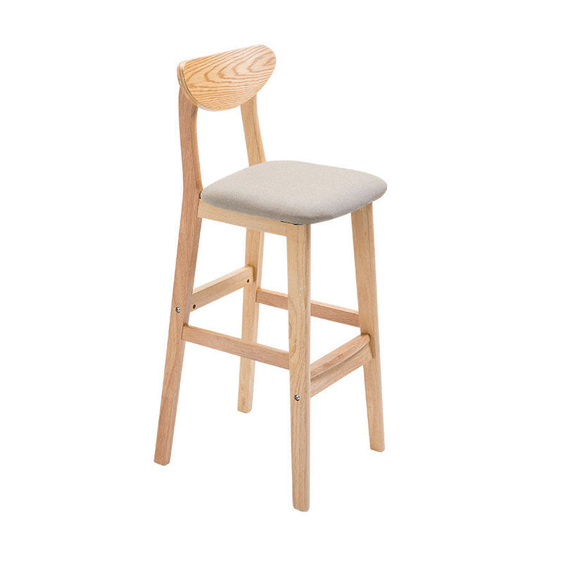 Scandinavian Milk Tea Shop Footrest Stool Matte Finish Solid Wood Bar Stool Khaki 1 Piece Clearhalo 'Bar Furniture' 'Bar Stools' 'bar_stools' 'furn' 'furn_bar_stools' 'Furniture' 'furniture_bar_stools' 'Kitchen & Dining Furniture' 4875626