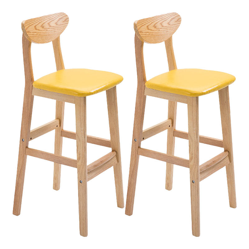 Scandinavian Milk Tea Shop Footrest Stool Matte Finish Solid Wood Bar Stool Yellow 2 Piece Set Clearhalo 'Bar Furniture' 'Bar Stools' 'bar_stools' 'furn' 'furn_bar_stools' 'Furniture' 'furniture_bar_stools' 'Kitchen & Dining Furniture' 4875637