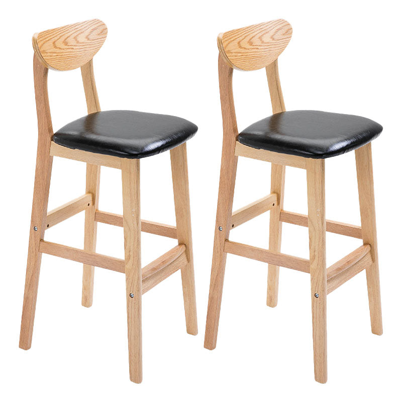 Scandinavian Milk Tea Shop Footrest Stool Matte Finish Solid Wood Bar Stool Black 2 Piece Set Clearhalo 'Bar Furniture' 'Bar Stools' 'bar_stools' 'furn' 'furn_bar_stools' 'Furniture' 'furniture_bar_stools' 'Kitchen & Dining Furniture' 4875638